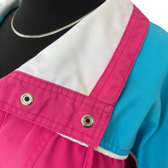 Vintage color block jacket pink blue white piping snap closure small - Picture 12 of 16